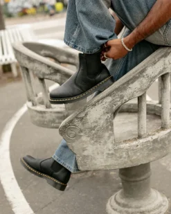 2976 Ambassador Leder Chelsea Boots in Schwarz