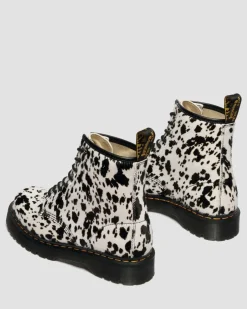 1460 Bex Dalmatiner Hair On Leder Stiefel in Creme & Schwarz
