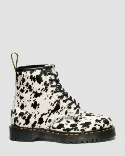 1460 Bex Dalmatiner Hair On Leder Stiefel in Creme & Schwarz