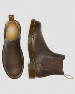 2976 Crazy Horse Chelsea Boots mit gelben Nähten in Dunkelbraun