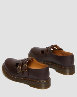 8065 Crazy Horse Leder Mary Jane Schuhe in Dunkelbraun
