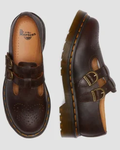 8065 Crazy Horse Leder Mary Jane Schuhe in Dunkelbraun