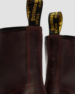 1460 Crazy Horse Leder Stiefel in Cherry Red