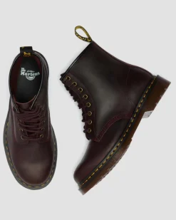1460 Crazy Horse Leder Stiefel in Cherry Red