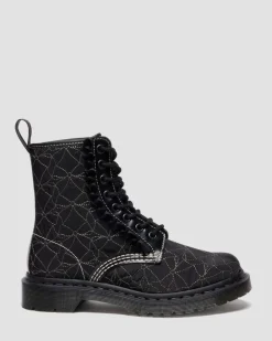 1460 Frill Leder Schnürstiefel in Schwarz