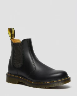 2976 Glattleder Chelsea Boots mit gelben Nahten in Schwarz