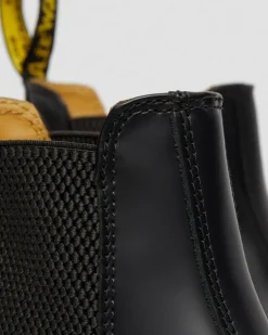 2976 Glattleder Chelsea Boots mit gelben Nahten in Schwarz