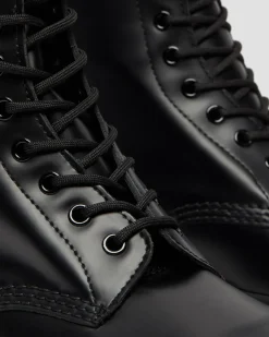 1490 Glattleder Hohe Schnürstiefel in Schwarz