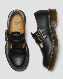 8065 Glattleder Mary Jane Schuhe in Schwarz
