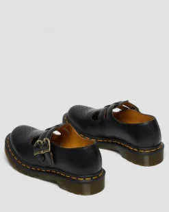8065 Glattleder Mary Jane Schuhe in Schwarz