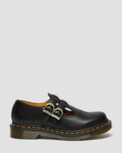 8065 Glattleder Mary Jane Schuhe in Schwarz