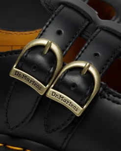 8065 Glattleder Mary Jane Schuhe in Schwarz