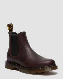 2976 Grizzly Leder Chelsea Boots mit Kunstfellfutter in Dunkelbraun