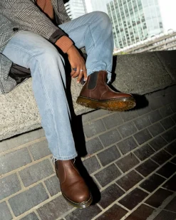 2976 Grizzly Leder Chelsea Boots mit Kunstfellfutter in Dunkelbraun