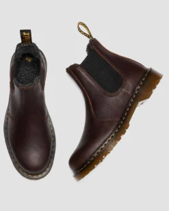 2976 Grizzly Leder Chelsea Boots mit Kunstfellfutter in Dunkelbraun