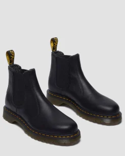 2976 Grizzly Leder Chelsea Boots mit Kunstfellfutter in Schwarz