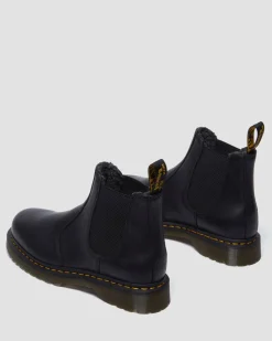 2976 Grizzly Leder Chelsea Boots mit Kunstfellfutter in Schwarz