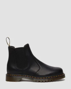 2976 Grizzly Leder Chelsea Boots mit Kunstfellfutter in Schwarz