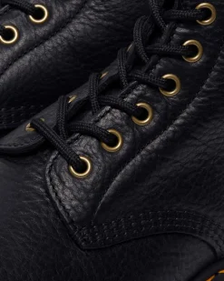 1460 Grizzly Leder Schnürstiefel mit Kunstfellfutter in Schwarz