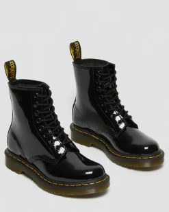 1460 Lackleder Schnürstiefel in Schwarz