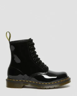 1460 Lackleder Schnürstiefel in Schwarz