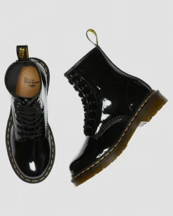 1460 Lackleder Schnürstiefel in Schwarz