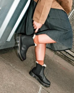 2976 Leonore Chelsea Boots Mit Kunstpelzfutter in Schwarz