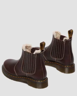 2976 Leonore II Faux Grizzly Leder Chelsea Boots mit Kunstfellfutter in Dunkelbraun