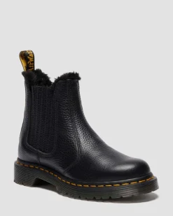 2976 LEONORE II SOFT LEDER CHELSEA BOOTS MIT KUNSTFELLFUTTER in Schwarz