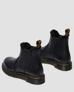 2976 LEONORE II SOFT LEDER CHELSEA BOOTS MIT KUNSTFELLFUTTER in Schwarz
