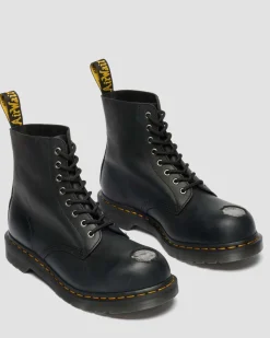 1460 Metal Toe Leder Stiefel in Schwarz