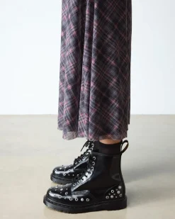 1460 NIETEN BUTTERO LEDER STIEFEL in Schwarz