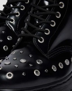 1460 NIETEN BUTTERO LEDER STIEFEL in Schwarz