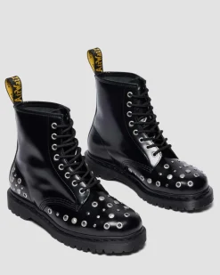 1460 NIETEN BUTTERO LEDER STIEFEL in Schwarz