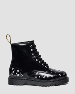 1460 NIETEN BUTTERO LEDER STIEFEL in Schwarz