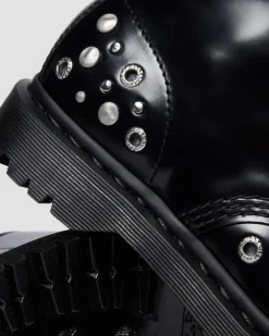 1460 NIETEN BUTTERO LEDER STIEFEL in Schwarz