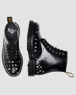1460 NIETEN BUTTERO LEDER STIEFEL in Schwarz