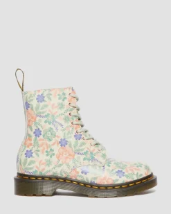 1460 Pascal Floral Reclaimed Leder Stiefel in Wolkencreme