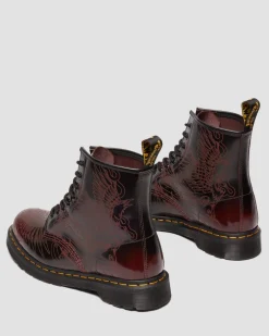 1460 Phoenix Arcadia Rub Off Leder Stiefel in Cherry Red