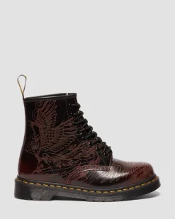 1460 Phoenix Arcadia Rub Off Leder Stiefel in Cherry Red