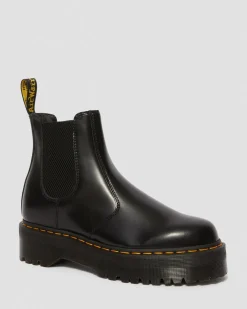 2976 Quad Glattleder Plateau Chelsea Boots in Schwarz