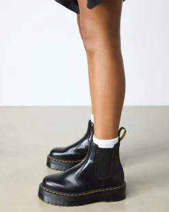 2976 Quad Glattleder Plateau Chelsea Boots in Schwarz