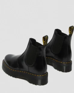 2976 Quad Glattleder Plateau Chelsea Boots in Schwarz