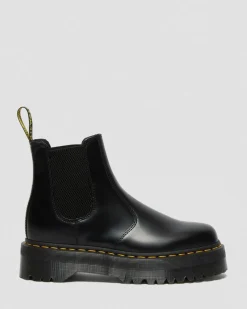 2976 Quad Glattleder Plateau Chelsea Boots in Schwarz