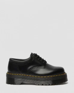 8053 Quad Glattleder Plateauschuhe in Schwarz