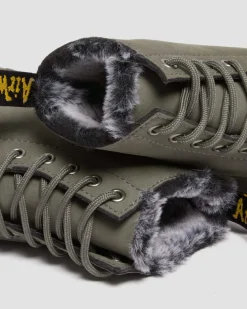 1460 Serena Faux Fur Gefütterte Nubuck Schnürstiefel in Nickel Grey