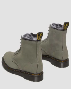 1460 Serena Faux Fur Gefütterte Nubuck Schnürstiefel in Nickel Grey
