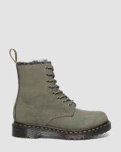 1460 Serena Faux Fur Gefütterte Nubuck Schnürstiefel in Nickel Grey
