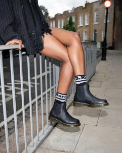 2976 Virginia Leder Chelsea Boots in Schwarz