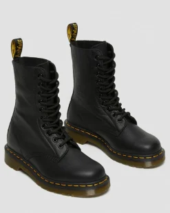 1490 Virginia Leder Hohe Stiefel in Schwarz